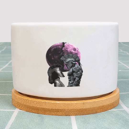 Ancient Warrior Battle Moon Scene Plant Pots