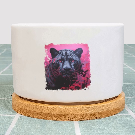Pink Pop Art Black Panther  Plant Pots