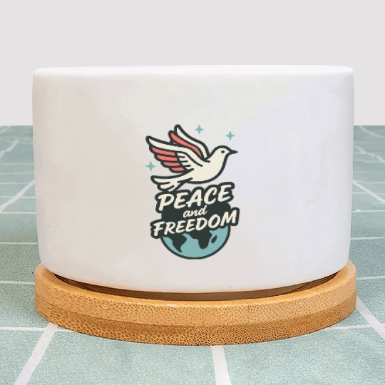 Peace and Freedom │ Retro Dove of Peace Design	 Plant Pots