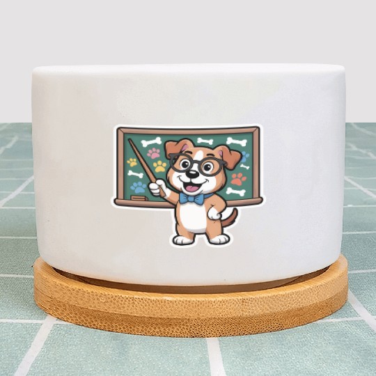 Funny dog teacher glasses cute puppy school gift Plant Pots