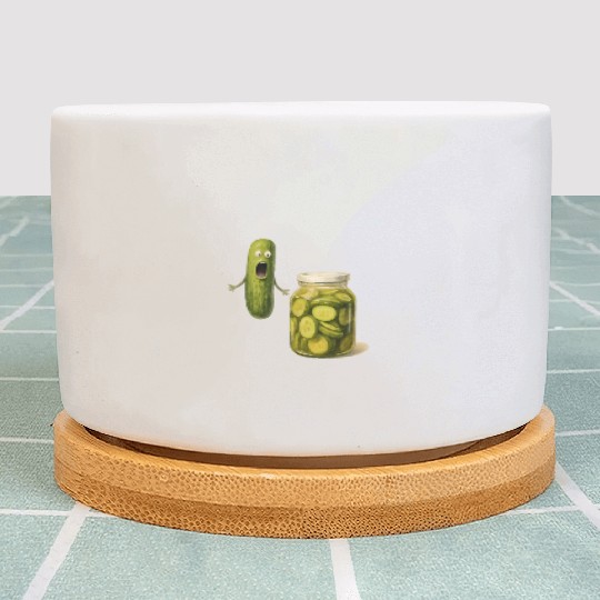 Whimsical Pickle Cucumber Character Plant Pots