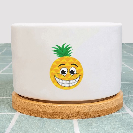 Happy cartoon pineapple sweet tropical summer Plant Pots