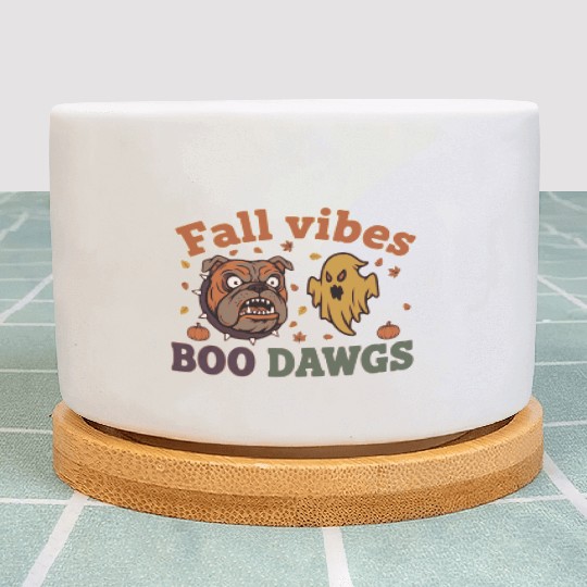 Fall vibes | Halloween Bulldog Ghost  Plant Pots