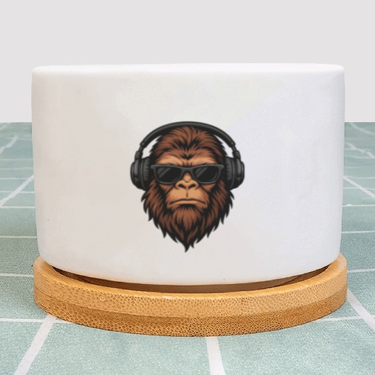 Cool Bigfoot Head with Sunglasses & Headphones Plant Pots