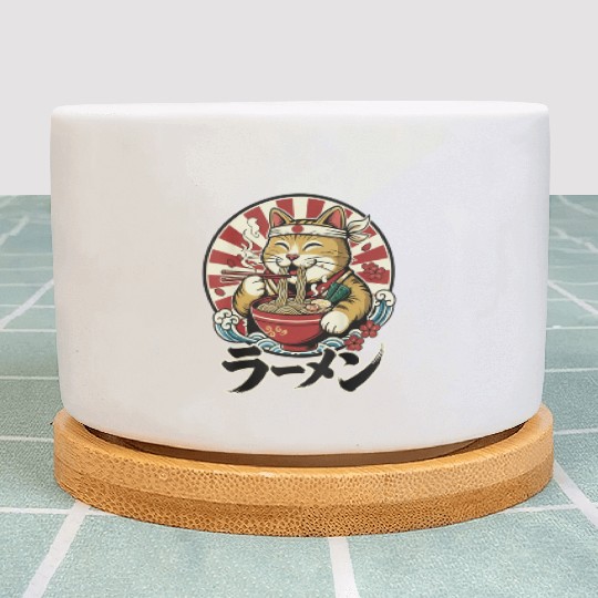Victory Cat Ramen Illustration Plant Pots