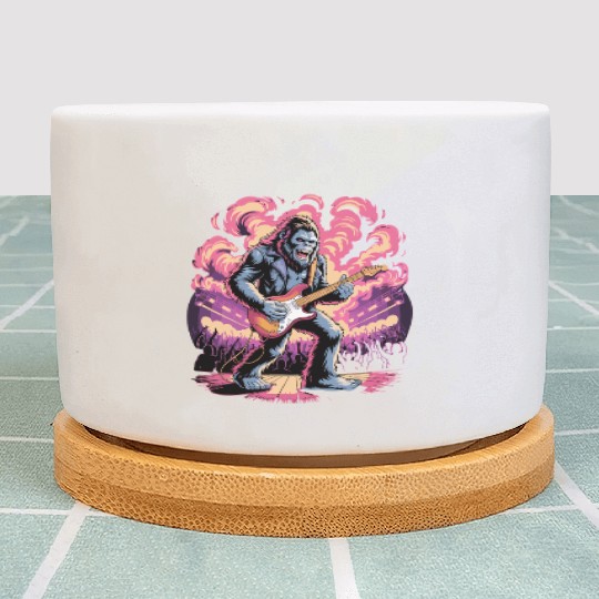 Rocking Sasquatch Guitar Legend at Concert Stage Plant Pots