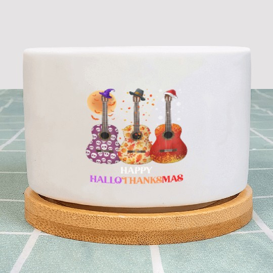 Happy HalloThanksMas Guitar  Plant Pots