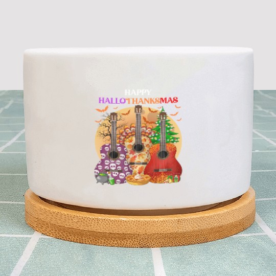 Happy HalloThanksMas Guitar  Plant Pots