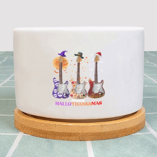 Happy HalloThanksMas Guitar  Plant Pots