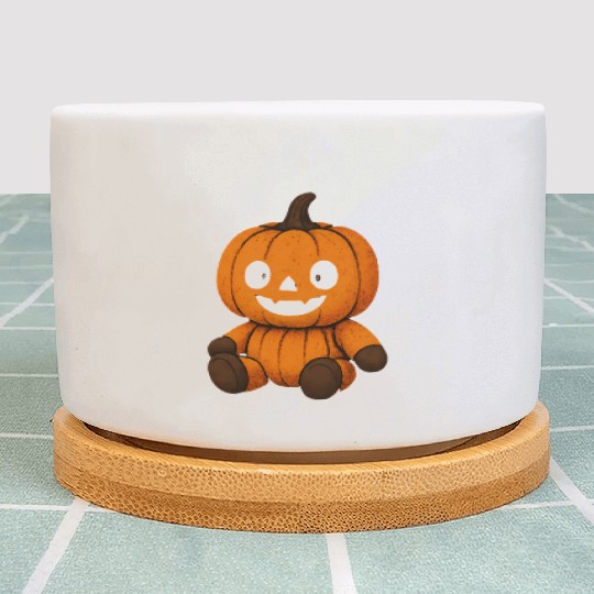 Pumpkin Plush Toy with Jack-o'-Lantern Face Plant Pots