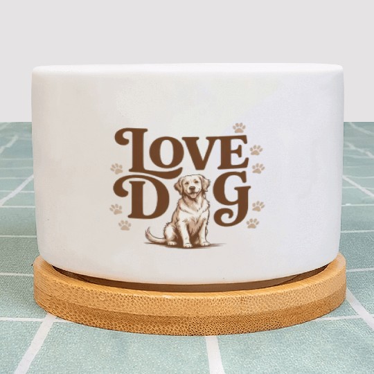 Adorable Labrador Love Illustration Plant Pots