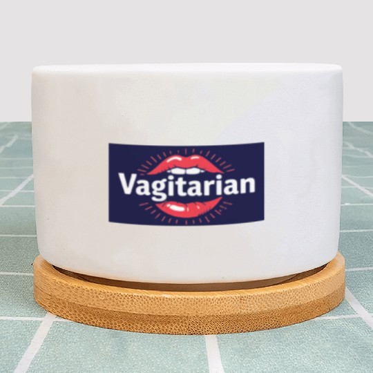 Vagitarian logo red lips funny lesbian present  Plant Pots