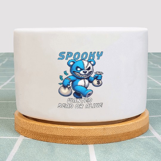 Spooky Teddy Bear Wanted Dead or Alive Halloween Plant Pots