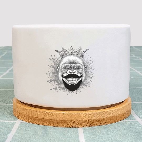 Regal Gorilla with Crown and Mustache Plant Pots