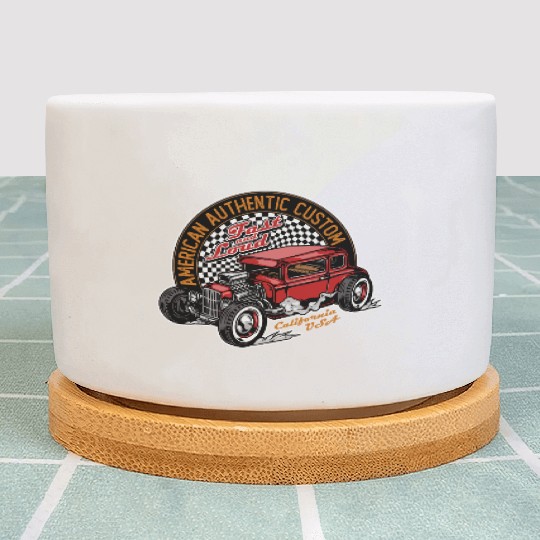 Vintage Hot Rod Car Illustration Plant Pots