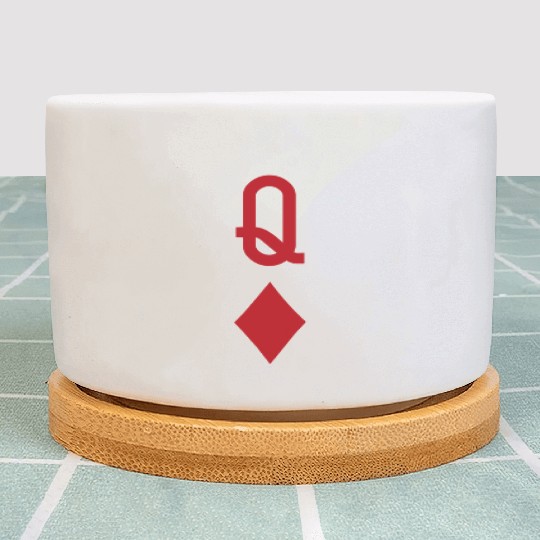 Queen of Diamonds Red Playing Card Plant Pots