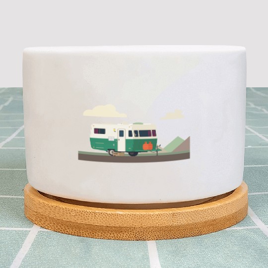 camper in the mountains Plant Pots