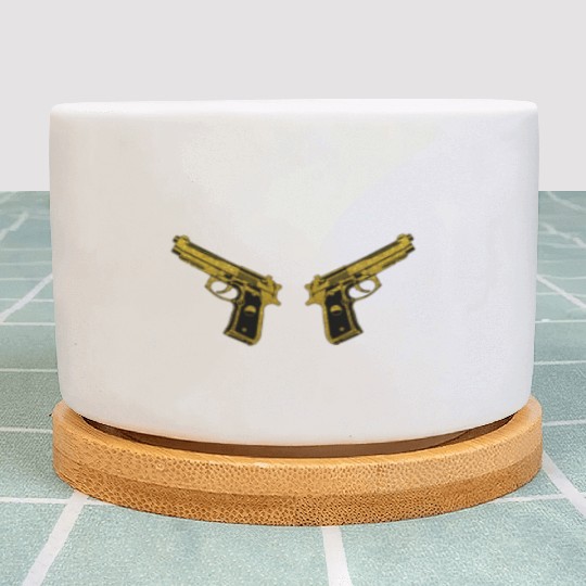 Golden Gun - Pistol Weapon Fire Ammo Plant Pots