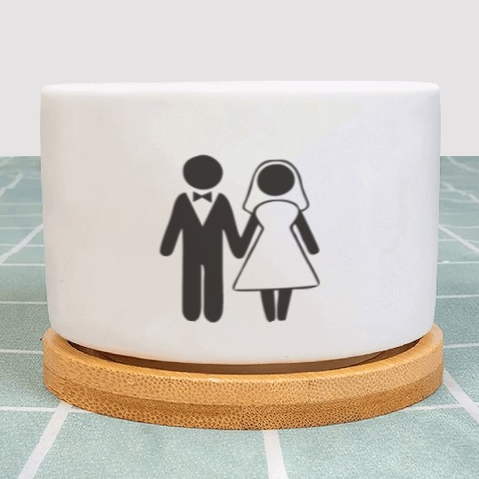 Bride And Groom Silhouette Plant Pots