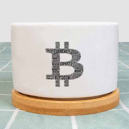 Bitcoin Word Art Plant Pots