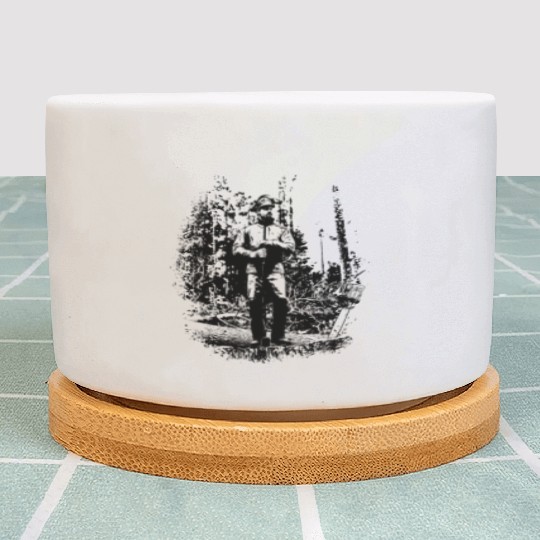 Forestry worker in timber harvest Plant Pots