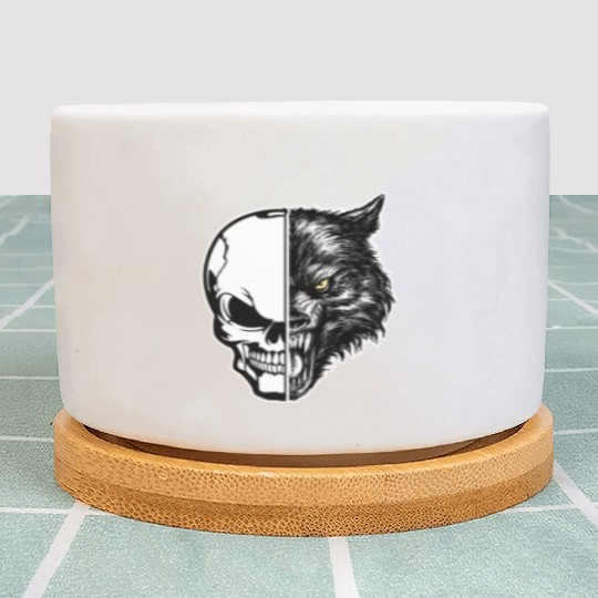 skull and wolf Plant Pots