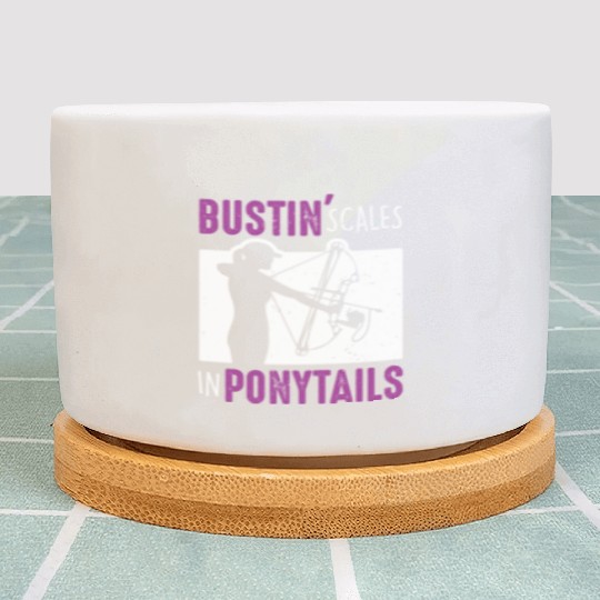 Bow Fish Archery Woman Bowfishing Sport Plant Pots