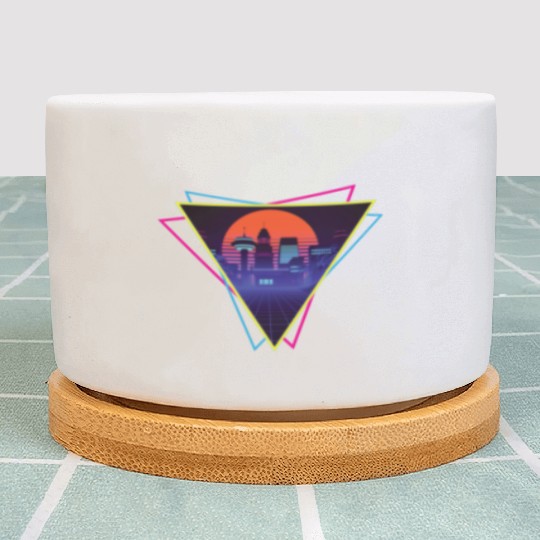 future city synthwave Plant Pots
