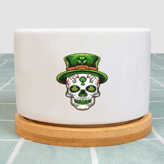 Sugar Skull St Patricks Day Plant Pots