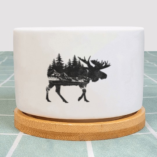 Moose Nature Mountains Hiking Camping Hunter Gift Plant Pots