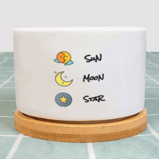 sun moon and star Plant Pots