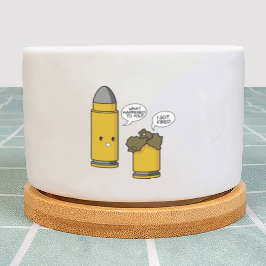 Funny Clever Fired Bullet Gun Pun print Plant Pots