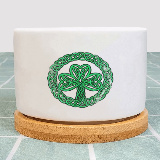 Irish Celtic Knot Shamrock Distressed Clover Plant Pots