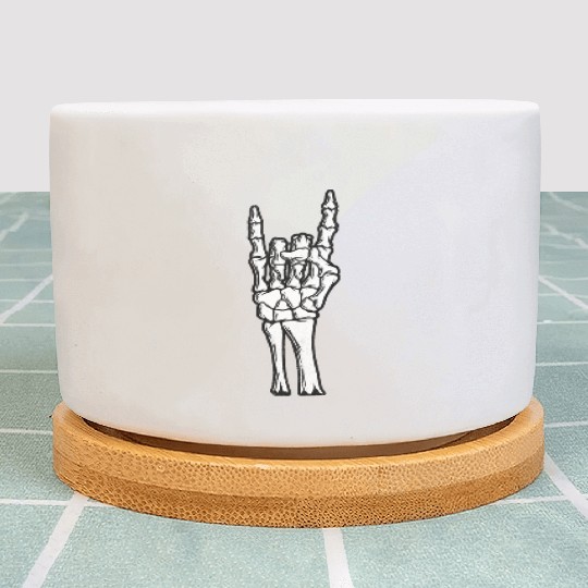 Skeleton Hand Devil Horns Hand Sign Halloween Gift Plant Pots