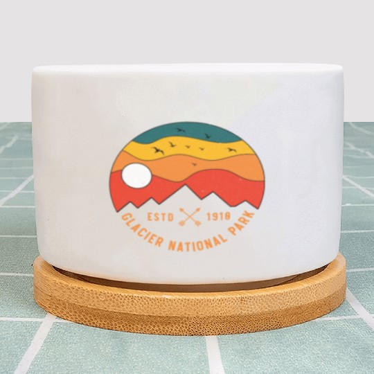 Retro Glacier National Park Montana Souvenir 80s Plant Pots