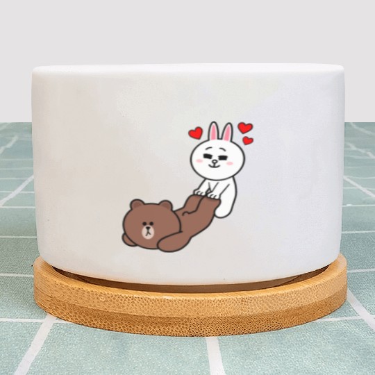 Brown bear and Cony Be My Lover Plant Pots