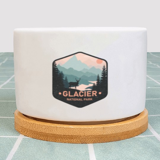 Vintage Glacier National Park Deer Mountains Gift Plant Pots