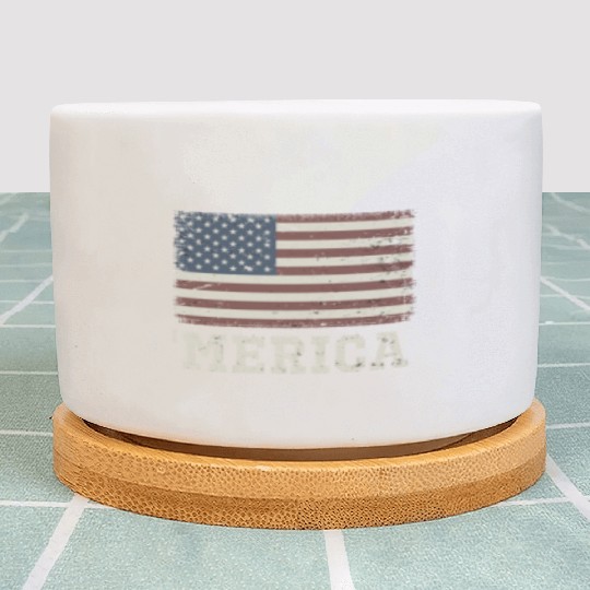 Merica Vintage Usa Flag Plant Pots