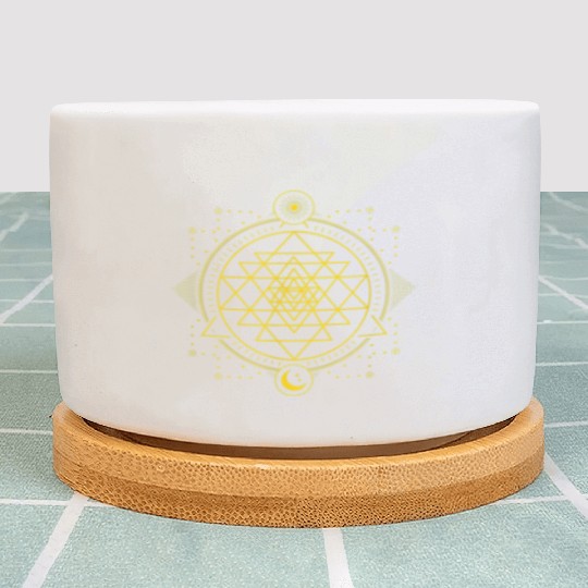Sri Yantra Geometry Chakra Sun and Moon Plant Pots