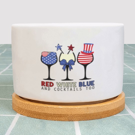Red White Blue and Cocktails Plant Pots