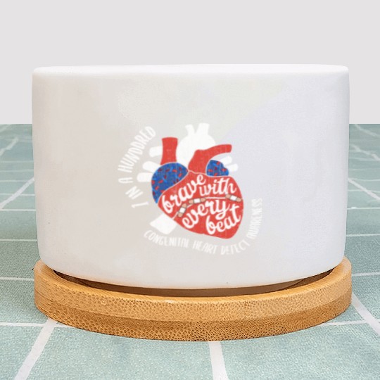 Brave With Every Beat CHD Awareness Happy Gift Plant Pots