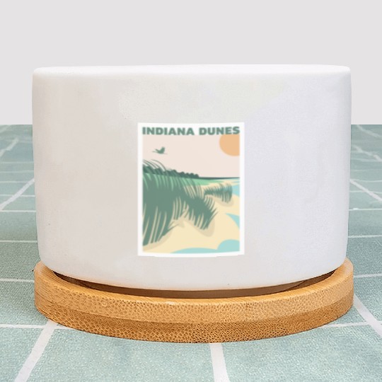 Grass Sunset Indiana Dunes Poster Plant Pots