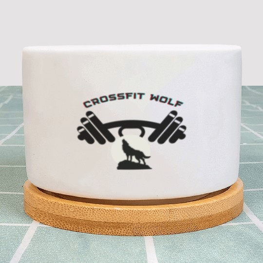 Funny lovely vintage Crossfit wolf with weights Plant Pots