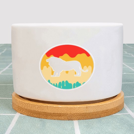 lion retro Plant Pots