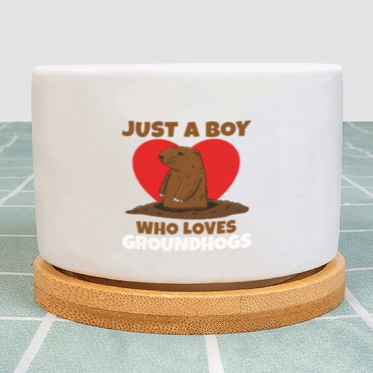 Just A Boy Who Loves Groundhog Plant Pots