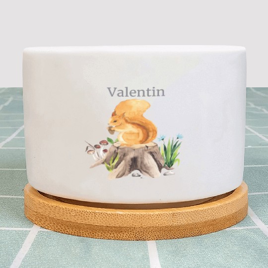 Forest Animal Squirrel Flowers Name Valentine Plant Pots