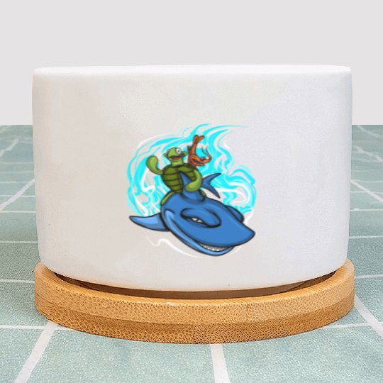 Shark Swims With Turtle And Crab Plant Pots