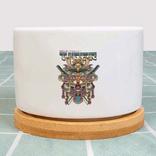 tiger king samurai Plant Pots