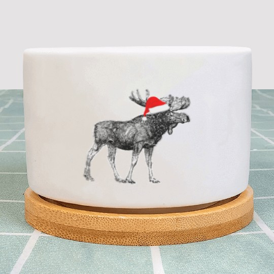 Moose Santa Christmas Canada Alaska Plant Pots