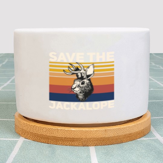 Save The Jackalope , Vintage Retro Camping Lover Plant Pots